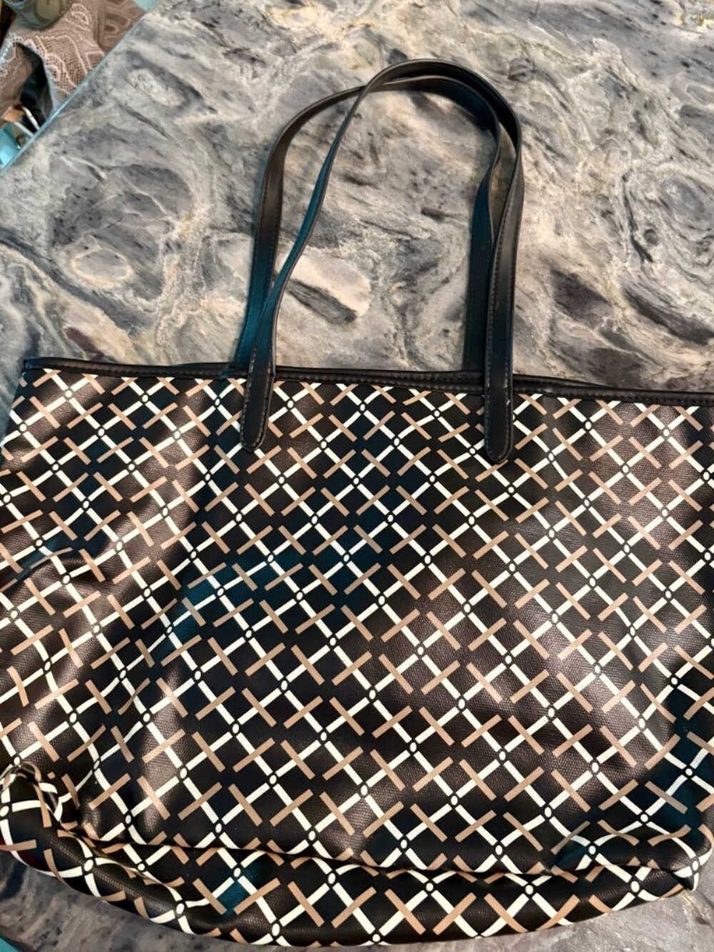 VIRAL A New Day Black Geometric Pattern Tote Bag